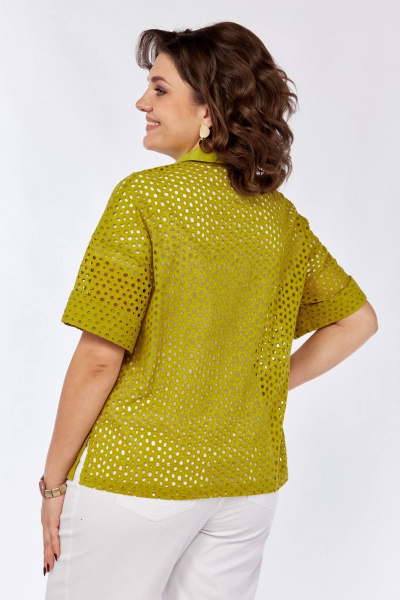 Зеленая блуза с спущенным рукавом и застежкой на пуговицы INVITE 1062 олива - фото 6