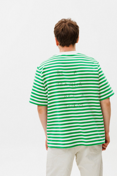 Летняя футболка из хлопкового трикотажа с принтом HIT 0223м зеленый - фото 4