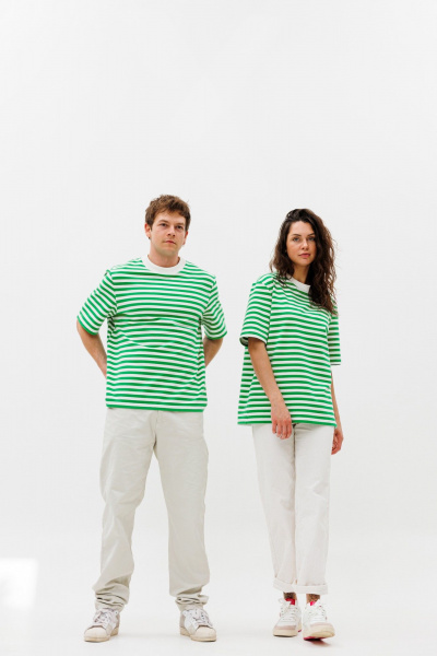 Летний футболка-подходка из хлопка с принтом HIT 0223 зеленый - фото 6