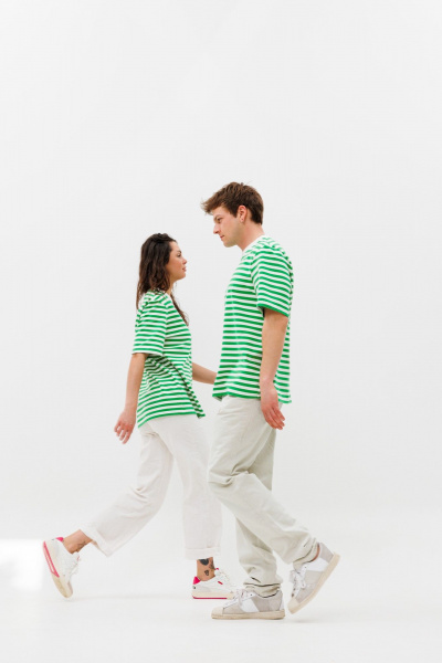 Летний футболка-подходка из хлопка с принтом HIT 0223 зеленый - фото 5