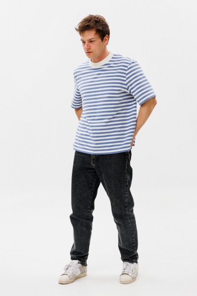 Парные футболки летние с принтом из хлопка HIT 0223м василек - фото 3