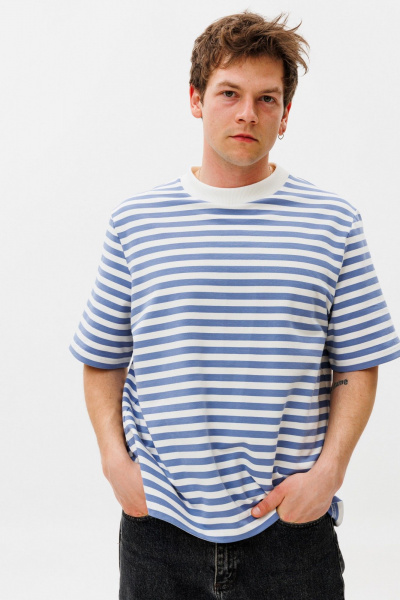 Парные футболки летние с принтом из хлопка HIT 0223м василек - фото 2