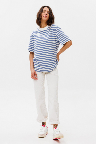 Летняя футболка с принтом «be a traveler not a tourist» HIT 0223 василек - фото 2