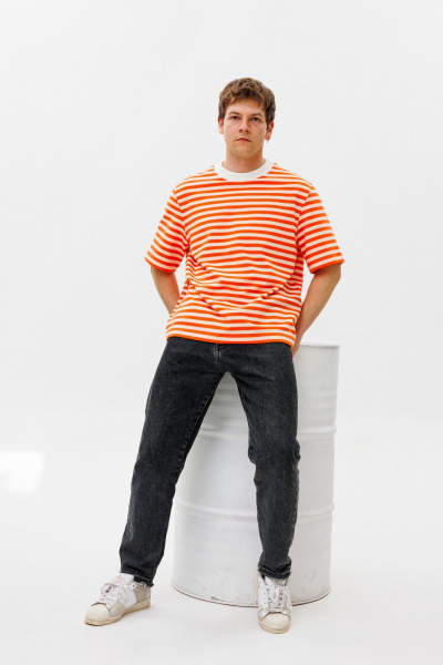 футболка unisex прямая из хлопкового трикотажа HIT 0223м оранжевый - фото 3