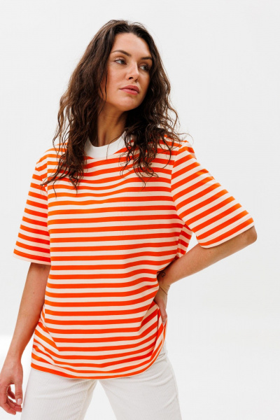 футболка unisex прямая из хлопкового трикотажа HIT 0223 оранжевый - фото 1
