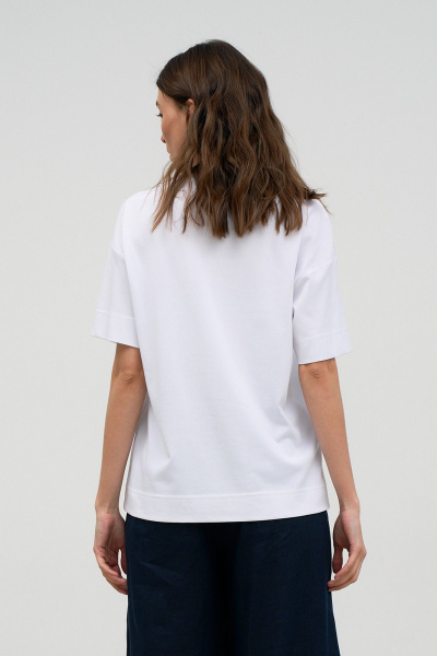 белая хлопковая футболка свободного прямого кроя Art Ribbon M1025T - фото 3