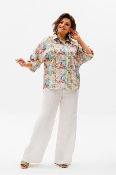 белые льняные штаны с карманами и классической посадкой Anelli 1425.2 белоснежка - фото 5