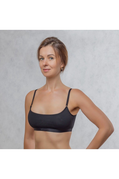 Черный хлопковый бюстгальтер-топ для комфортных дней Verally 267-1 черный - фото 3