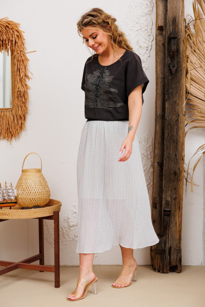 Блуза с вышивкой на груди и длинным рукавом AMORI 6426 графит - фото 2