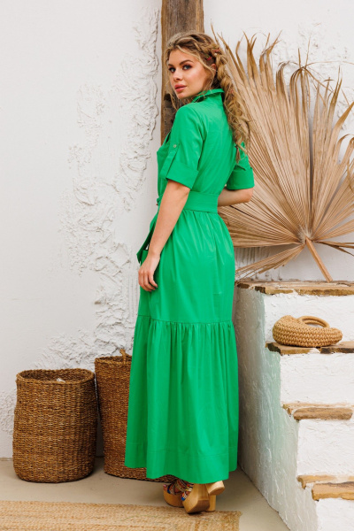 Яркое хлопковое платье с застёжкой и карманами AMORI 9805 яблоко - фото 7