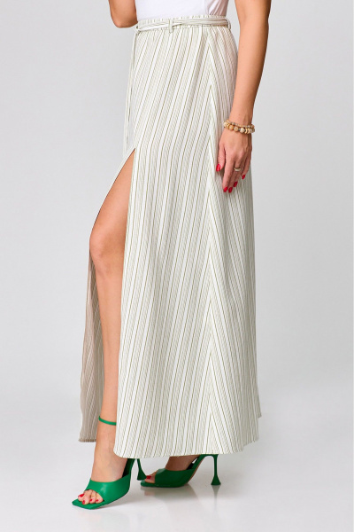 Макси юбка с боковым разрезом и асимметричным кроем Zlata 4436 оливковый - фото 5