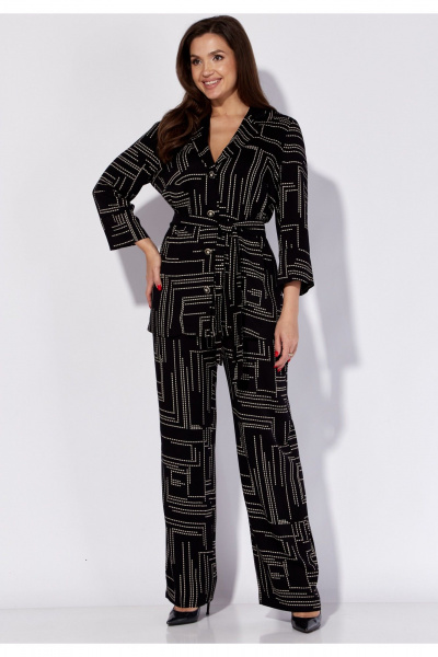 Черные брюки с жакетом и поясом для легких летних образов TAiER 1199-1 черный - фото 2