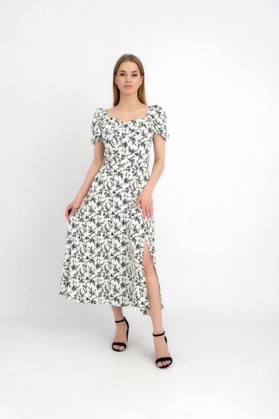 Легкое платье из струящейся ткани с разрезом и открытой спинкой Мастер Мод 844пмс. белый - фото 1