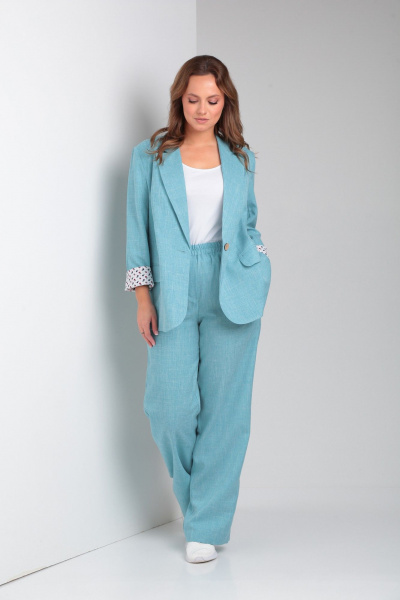 Брюки, жакет TVIN 7634Л бирюза - фото 2
