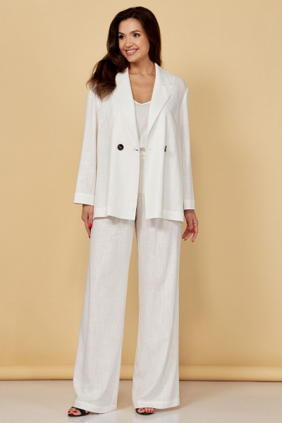 Костюм 2-ка из текстиля: жакет и брюки палаццо KaVaRi 8034 белый - фото 4
