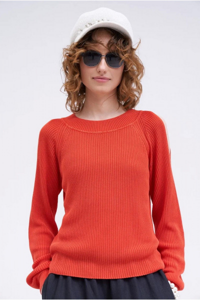 Красный трикотажный джемпер с регланом и разрезами MOZART SD-018 - фото 1