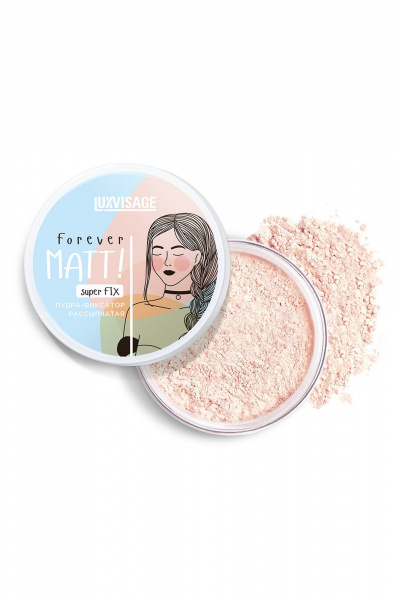 Бесцветная пудра, финишное покрытие для закрепления макияжа LUXVISAGE Forever MATT! super FIX, Бесцветный - фото 2
