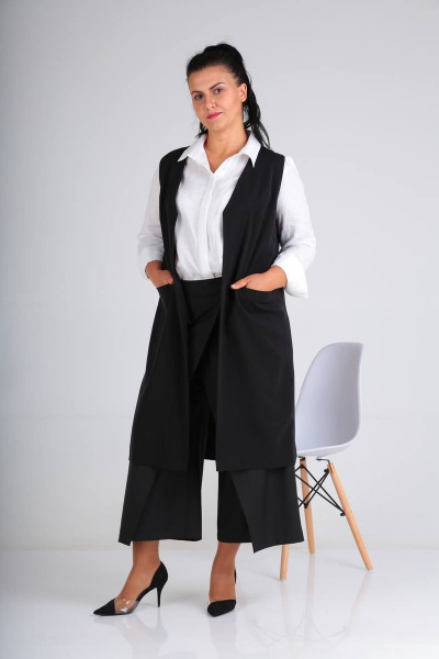 Брюки-кюлоты из костюмной ткани с эффектом запаха Ma Vie М541 - фото 11