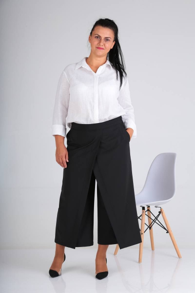 Брюки-кюлоты из костюмной ткани с эффектом запаха Ma Vie М541 - фото 9