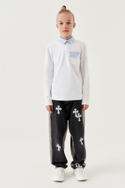 Белый джемпер из трикотажа для повседневного комфорта Panda Kids 261543-128 Белый - фото 1