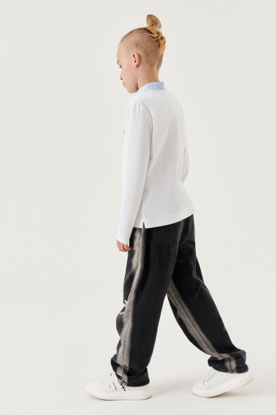 Белый джемпер из трикотажа для повседневного комфорта Panda Kids 261543-128 Белый - фото 4