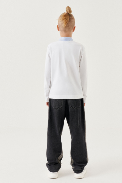 Белый джемпер из трикотажа для повседневного комфорта Panda Kids 261543-128 Белый - фото 5
