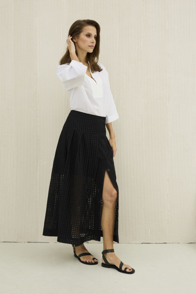 Блуза летняя свободного силуэта со спущенными плечами из хлопка DAVA 4204 белый - фото 6