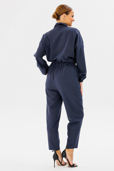 Летний синий комбинезон из вискозы с карманами Anelli 886 синий - фото 7