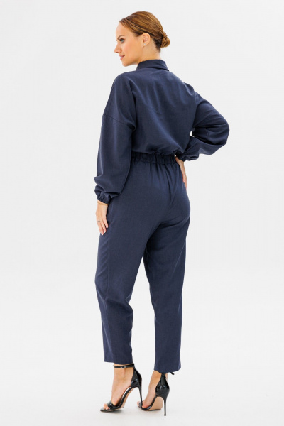 Летний синий комбинезон из вискозы с карманами Anelli 886 синий - фото 2