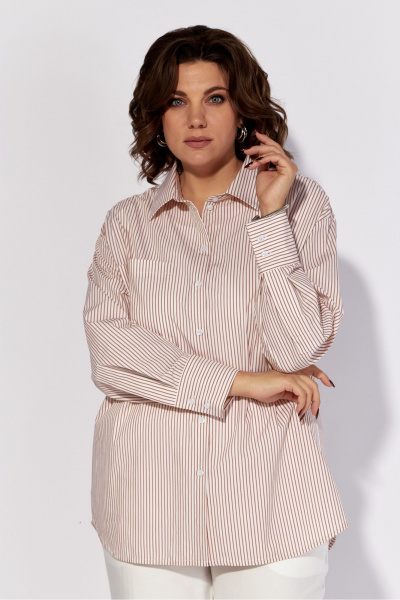 Блуза прямого силуэта из хлопка с накладным карманом Anna Majewska 1535 - фото 1