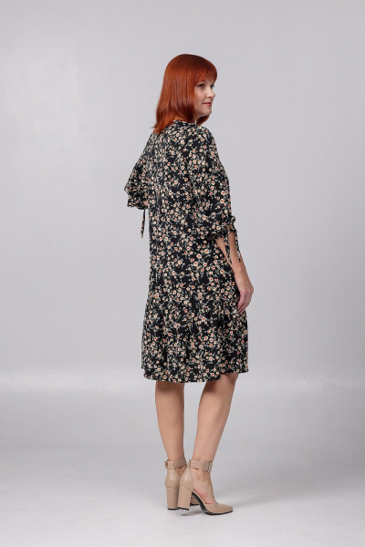 Платье свободного покроя с воланом и нагрудными вытачками Соджи 522 черный - фото 5