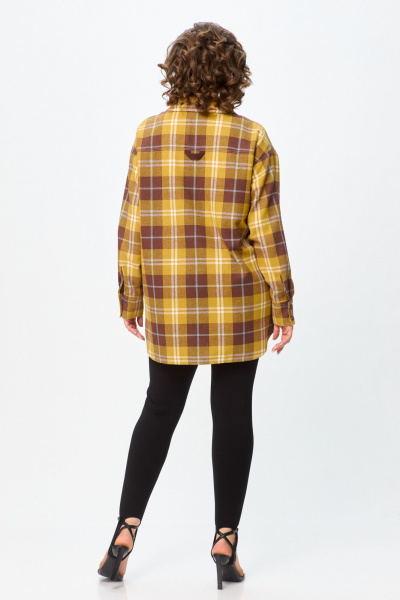Рубашка свободного кроя с разрезами и длинным рукавом Avenue 0327-1 горчица - фото 3