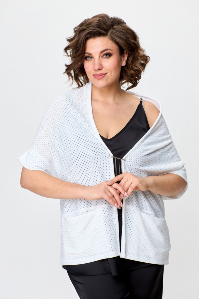 Кардиган в стиле бохо cocoon с карманами и булавкой Avenue 0328 белый - фото 7