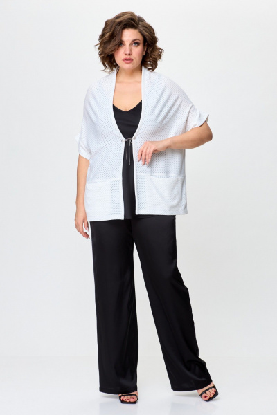 Кардиган в стиле бохо cocoon с карманами и булавкой Avenue 0328 белый - фото 4