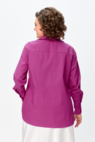 Рубашка оверсайз из хлопка с разрезами и коротким рукавом Avenue 0301-6 розовый - фото 4