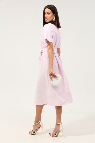Платье розовое летнее прямого силуэта с поясом LM ВИ3067 розовый_зефир - фото 5