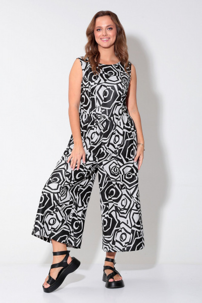 Комбинезон черный летний стильный с карманами Liona Style 904 черный - фото 1