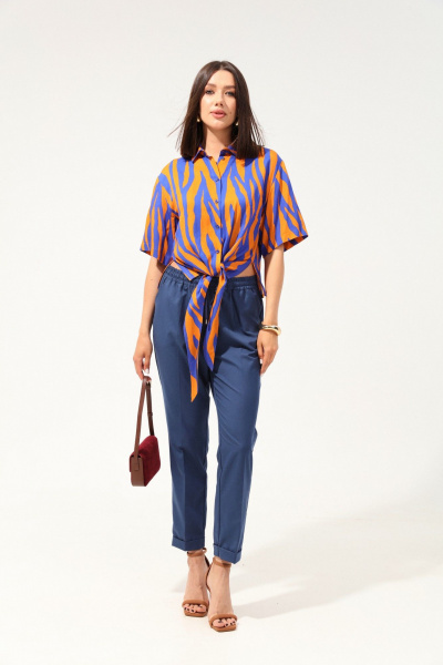 Брюки с эластичным поясом и свободным силуэтом LM БЛ9052-1 - фото 3