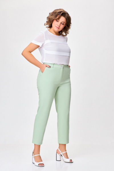 Брюки зеленые летние прямого силуэта из джинса Swallow 754 нежная_мята - фото 4