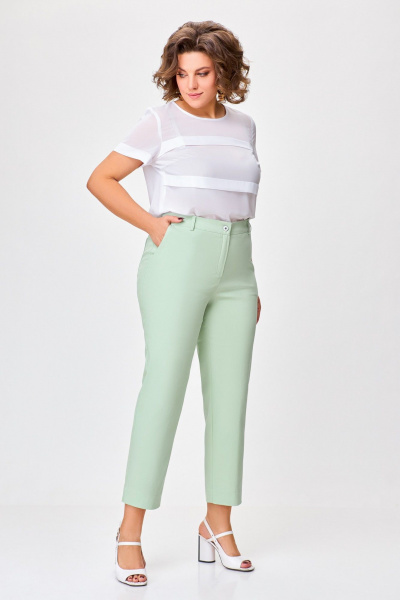 Брюки зеленые летние прямого силуэта из джинса Swallow 754 нежная_мята - фото 1
