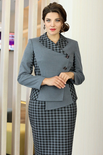 Жакет, юбка Мода Юрс 2594 серый- - фото 2