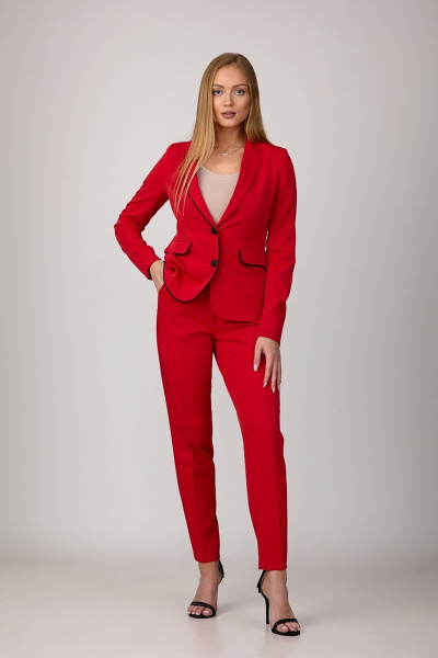 Классический брючный комплект из костюмной ткани с поясом и цветком ручной работы Rosheli 1084/4 - фото 1