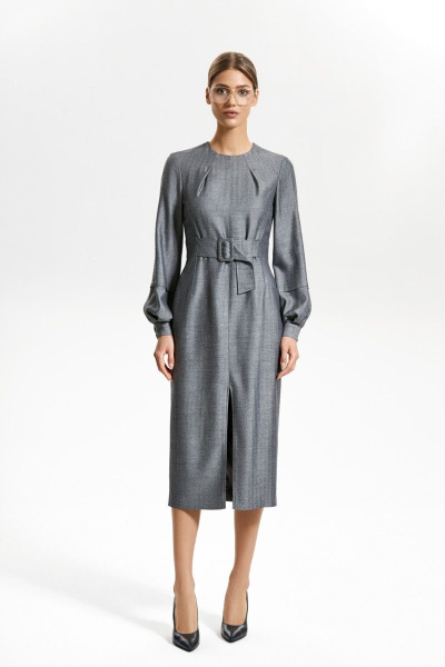 Платье из костюмной ткани с рельефами и складками AG Green G399/1 - фото 1