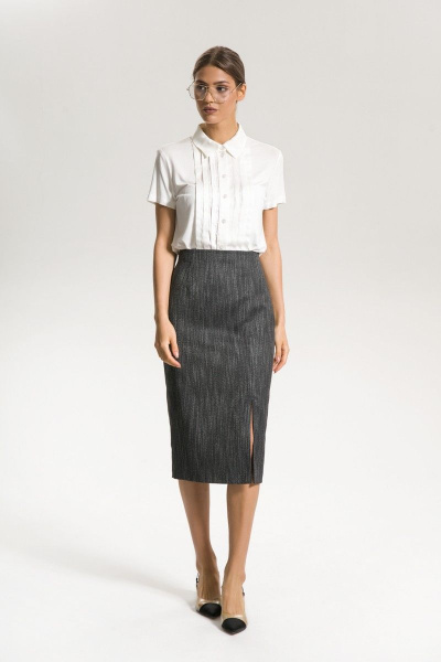 Юбка из костюмной ткани с талевыми вытачками и разрезом AG Green G401/8 - фото 1