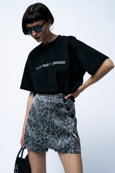 Шорты классические облегающие с разрезом летние MilMil 1116-2 леопардовый_принт - фото 9