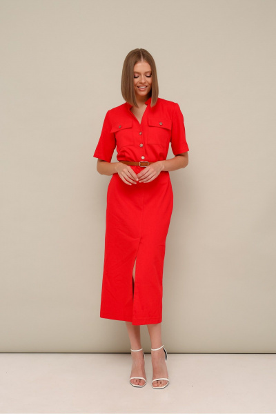 Платье джинсовое миди с пуговицами и ремнем PUR PUR 11-284/1 - фото 2