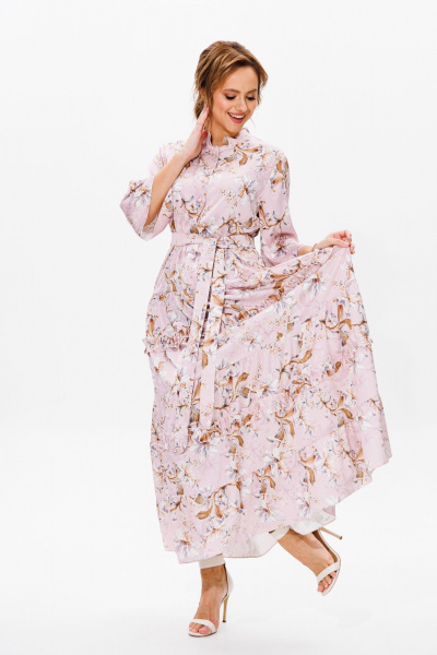 Летнее нарядное платье из струящегося атласа с воланами Mubliz 183 - фото 21