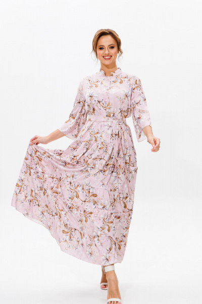 Летнее нарядное платье из струящегося атласа с воланами Mubliz 183 - фото 1