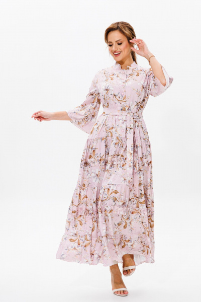 Летнее нарядное платье из струящегося атласа с воланами Mubliz 183 - фото 20