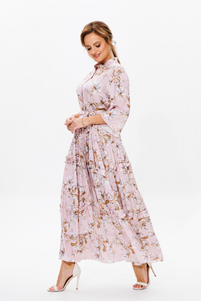 Летнее нарядное платье из струящегося атласа с воланами Mubliz 183 - фото 19